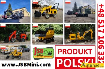 Anonse MINIKOPARKA, adowarka Koparka Wozido Osprzt - NOWE 2025 - Prosto od Producenta JSB MINI POLSKA - CENY JU OD 18950 z. Netto za Mini Wozi