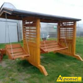 Anonse ALTANKA, pergola z hu�tawkami dlugosc 320 cm 2 lawki 120 cm -55 cm szeroko�� na dole 170 cm slupki 10 cm masywna polecam, stan idealny, c.2.