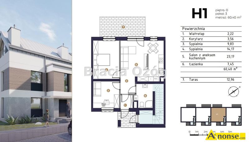 SOCINA , M-4, 60m2,opis dodatkowy: gaz, prd, kanalizacja, mieszkanie nr h1. na sprzeda mieszkani - image 4 - anonse.com